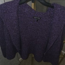 Eileen Fisher Purple Merino Wool Cashmere Knit Sweater Textured Solid M