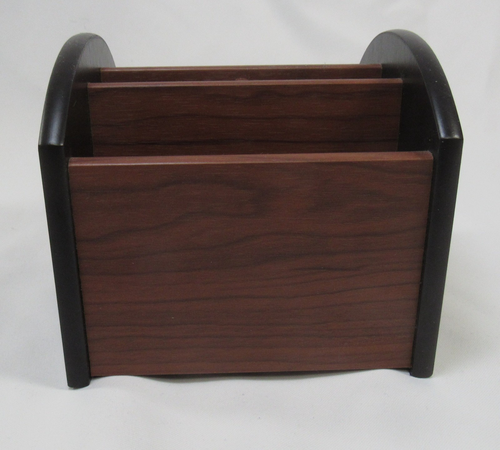 Wooden Desk Organizer, 4 Compartment Revolving Wood Desktop Organizer