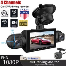 4 Channel Dash Cam HD1080P Front/Rear/Left/Right Video Recorder Camera G-Sensor