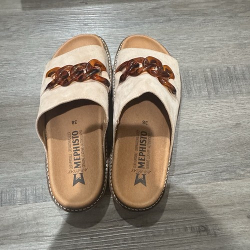 Mephisto Beverley Sandale Damen sandfarben Velcalf Premium Wildleder Schildpatt Kette 8 - Bild 5 von 11