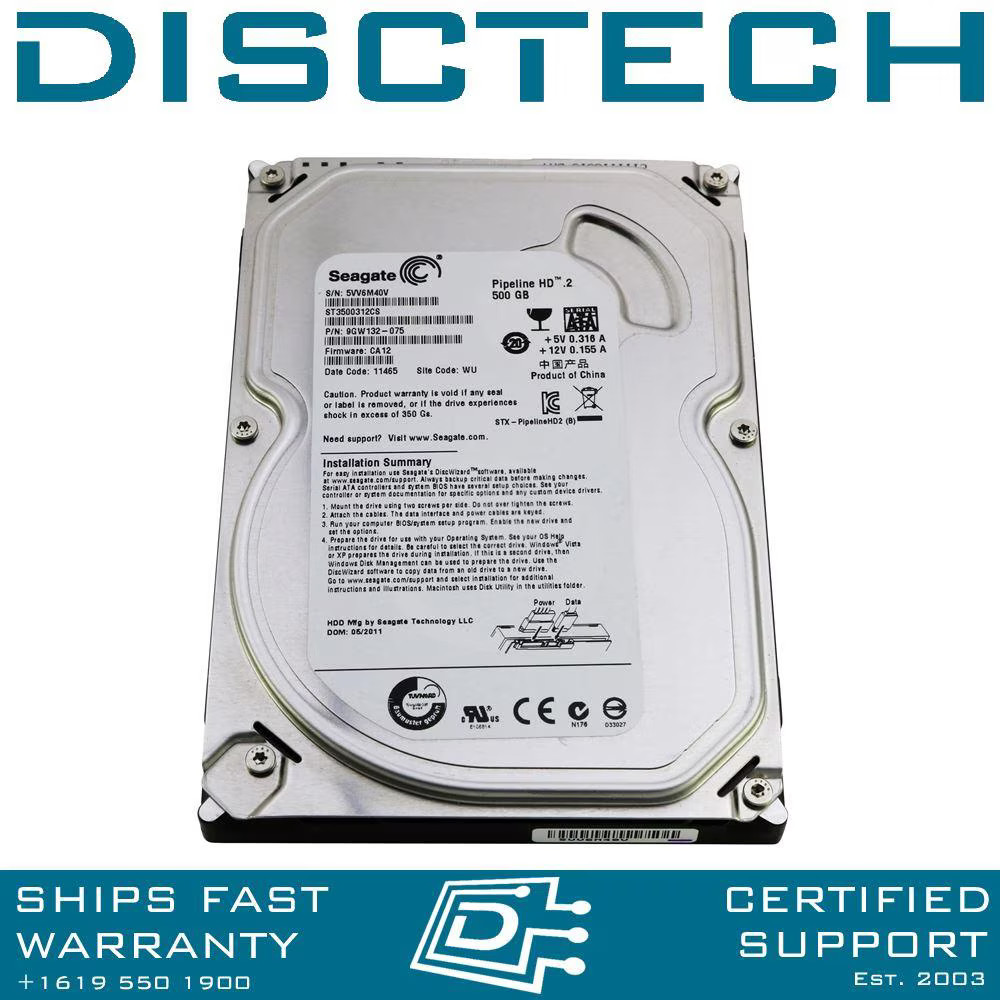 Seagate Pipeline HD.2 ST3500312CS 500GB 3Gbps 5.9K SATA Hard Drive