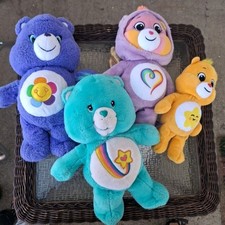 Care Bears Lot Of 4 Blue Rainbow Star 2004 Talking Pink Purple  Orange Bears