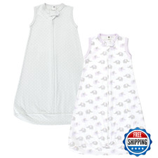 Hudson Baby Unisex Cotton Wearable Sleeping Bag Sack Blanket, Lilac Elephant, 18