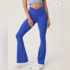 OFFLINE By Aerie Real Me High Waisted Crossover Flare Legging Blue Size Large