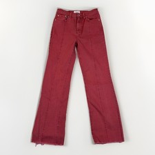 Pistola Lennon High Rise Crop Boot Cut Jeans Raw Hem Rouge Red Sz 26 Preppy