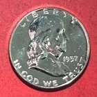 1957 US "PROOF" Franklin SILVER Half Dollar! Old US Coin!