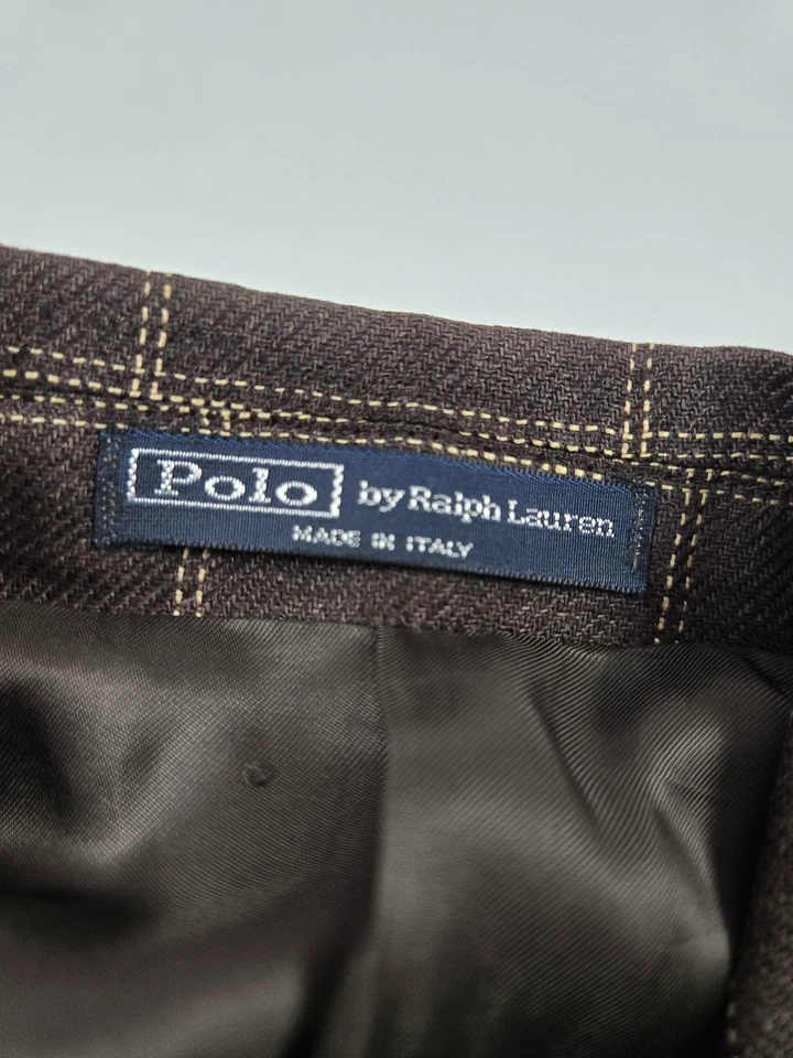 Blazer Polo Ralph Lauren Masculino 38R Marrom Janela Casaco de Linho Feito na Itália - Imagem 3 de 4