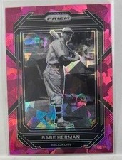 2023 Panini Prizm #221 Babe Herman Pink Ice Prizms Brooklyn Robins