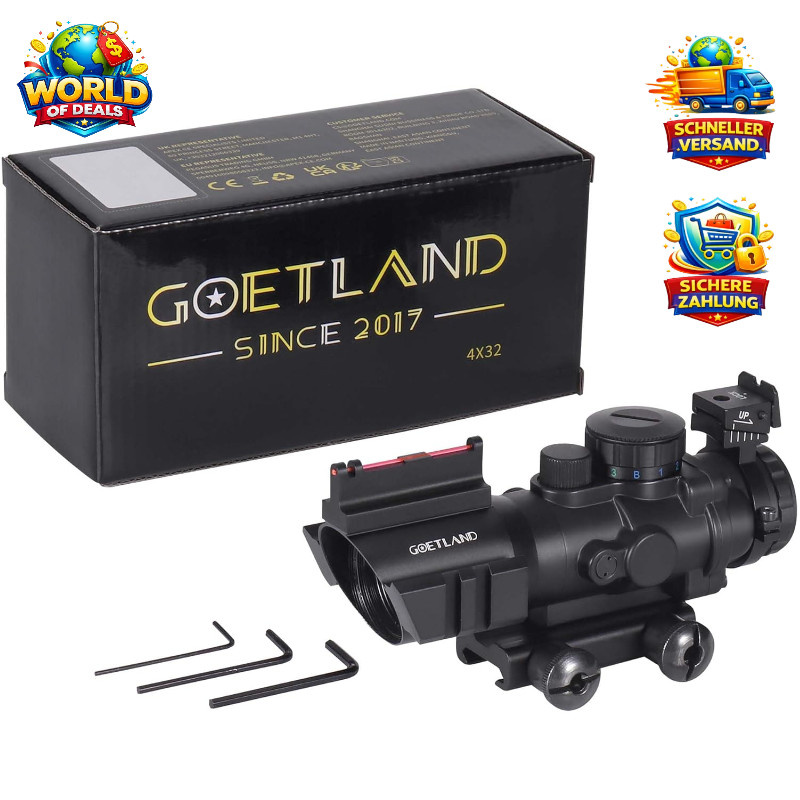 Zielfernrohr 4x32 Red Dot Visier mit Montage Ringe für Jagd Airsoft Armbrust