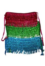 3 Belly Dancer Hip Skirt Wraps Sparkly Sequins Costume for Women Pink Green Blue