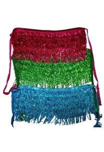 3 Belly Dancer Hip Skirt Wraps Sparkly Sequins Costume for Women Pink Green Blue