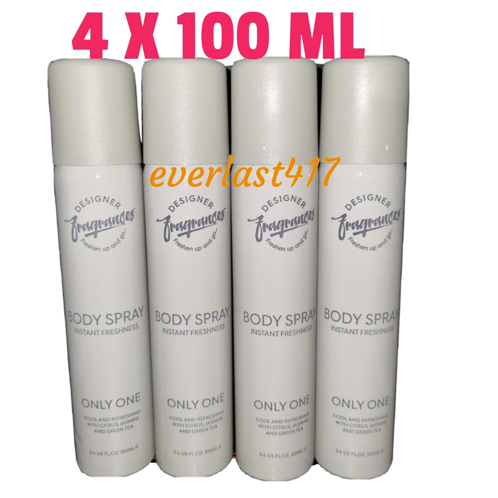 Designer Fragrance Only One Scented Body Spray Instant Freshness 4x 100ml