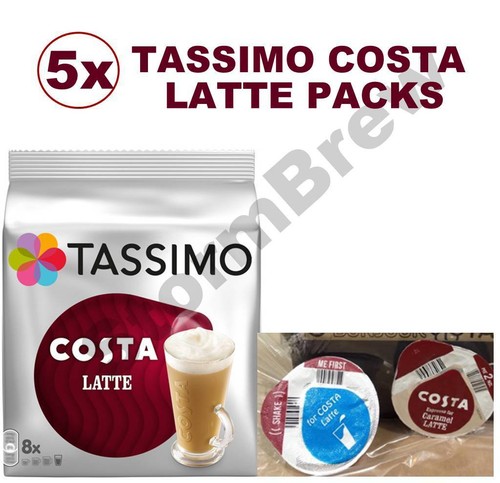 5x TASSIMO COSTA LATTE COFFEE PACKS 