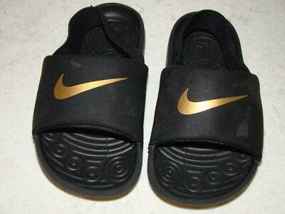 Nike Kawa Toddler Size 9.5C Slide Sandals BV1094 003 Black Gold