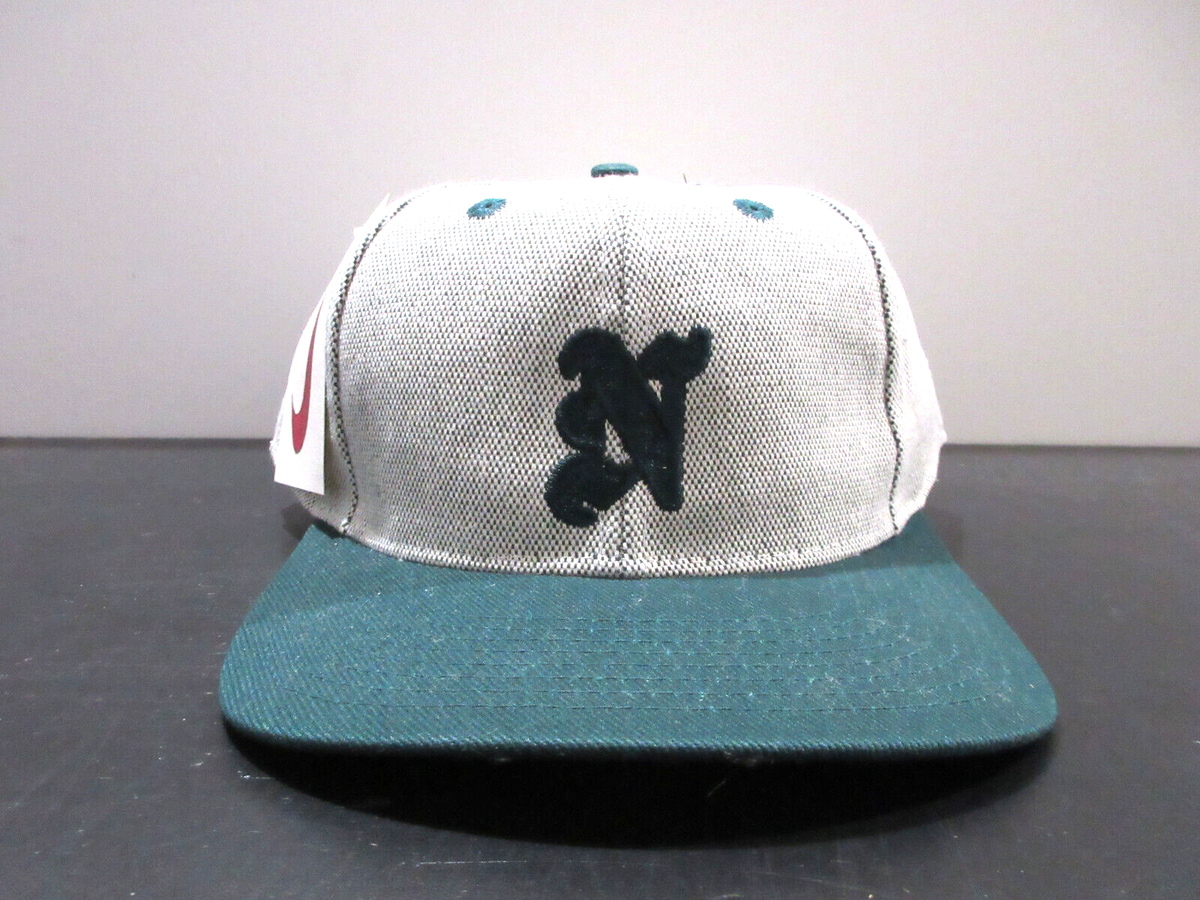 VINTAGE Nike Hat Cap Fitted Adult Large Green Gray Swoosh Baseball