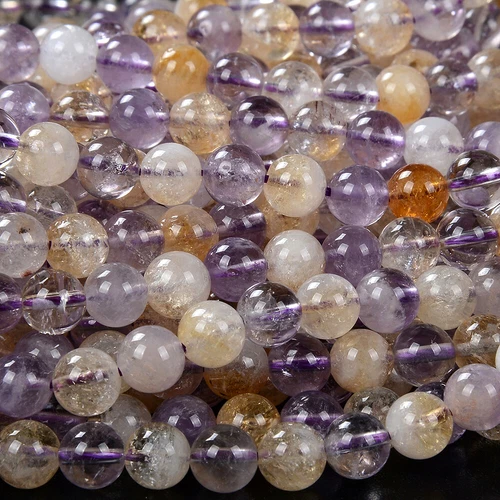 8MM Natural Ametrine Gemstone Grade A Round Loose Beads (D131) - Picture 1 of 3
