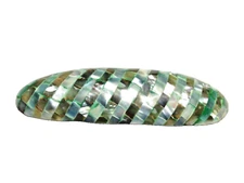 MOTHER OF PEARL GREEN SEASHELL INLAY HAIR BARRETTE 80s VINTAGE