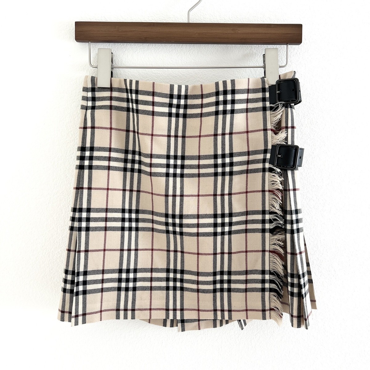 Vintage Burberry Blue Label Classic Nova Check Pleated Wrap Kilt  