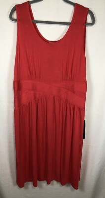 Avenue 2x Women s Sleeveless Scoop Neck Dress Knee Length Fit & Flare Red Pink