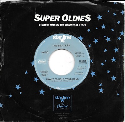 THE BEATLES I Want To Hold Your Hand rare 45 on the BLUE Capitol Starline label