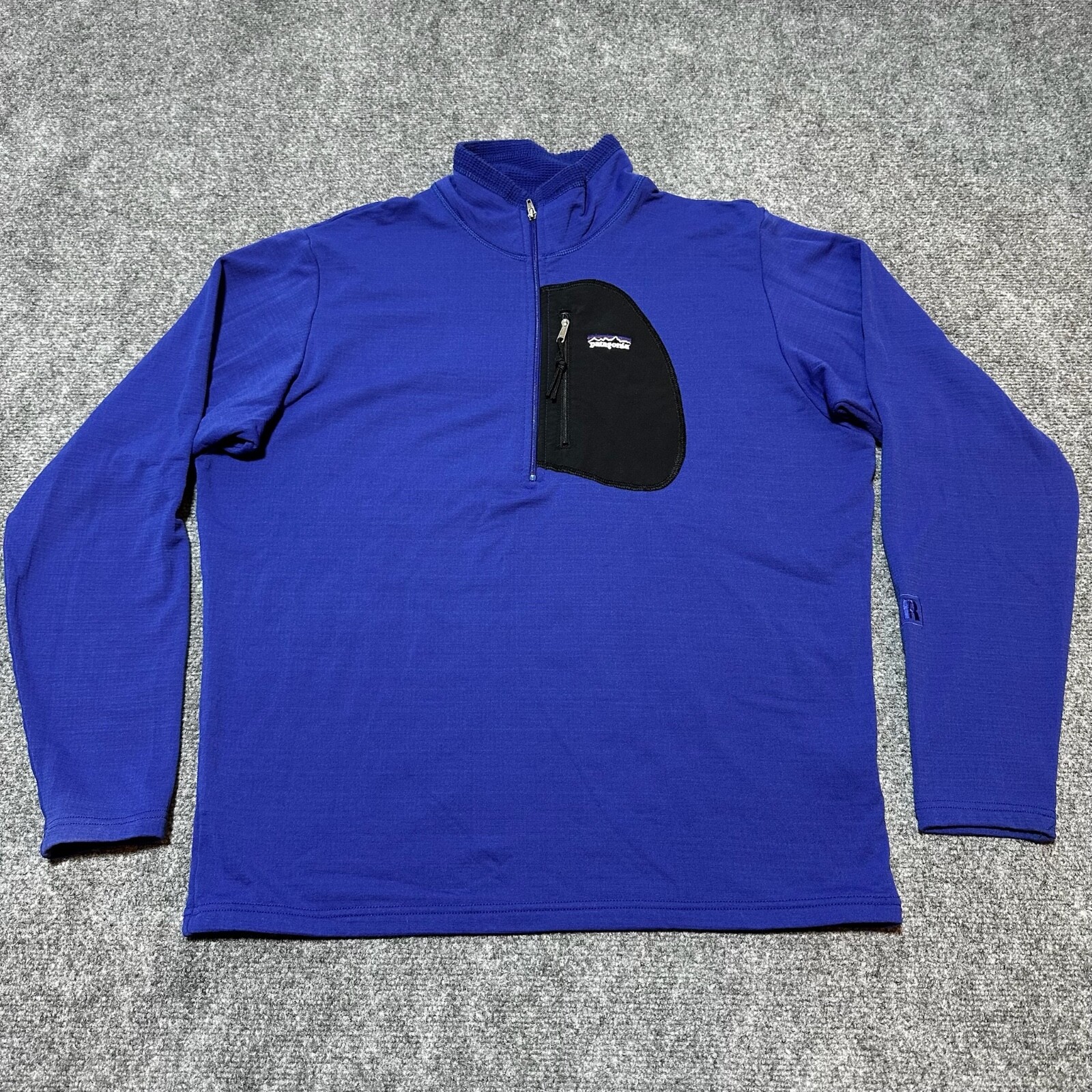 Patagonia Mens Large Blue Quarter Zip Mock Neck Sweatshirt Made in USA-image