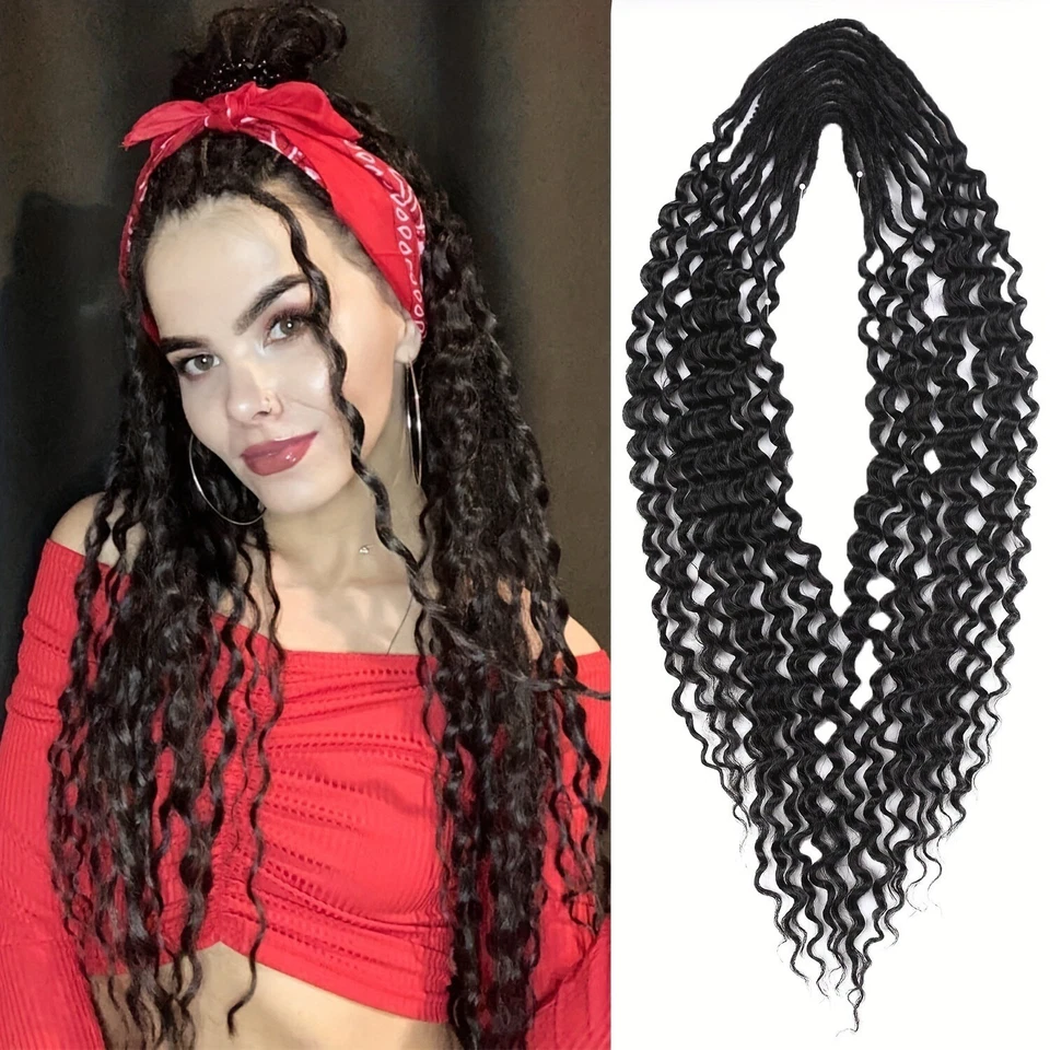 blonde Double Curly Ended Dreadlocks Extensions 24inch Soft Boho Locs Synthetic - Image 2 of 4