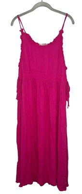 Scotch & Soda Palm Cove Midi Pink Strappy Fringe Edge Sleeveless Dress Sz XL