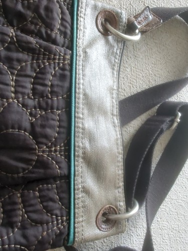 Fossil Key-Per purse black floral Canvas Cross Body Bag Zipper - Picture 6 of 7