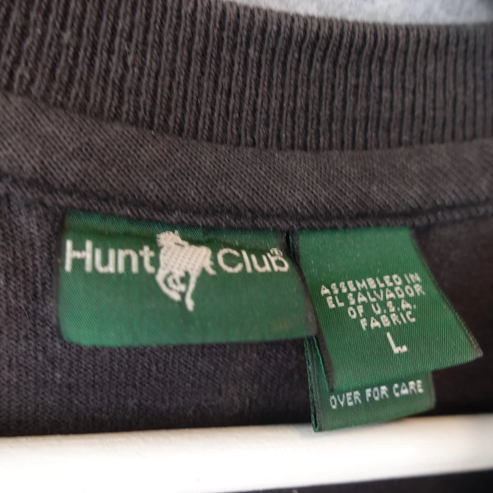 Algodón Negro Manga Larga Hombres Grande Logo Salón Cuadrado Otoño HUNT CLUB EE. UU. Foto 3 de 4