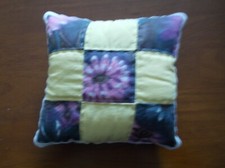 Vintage 1950 Quilted Pillow Machine Pieced Nine Square Quilt Block Muslin Back