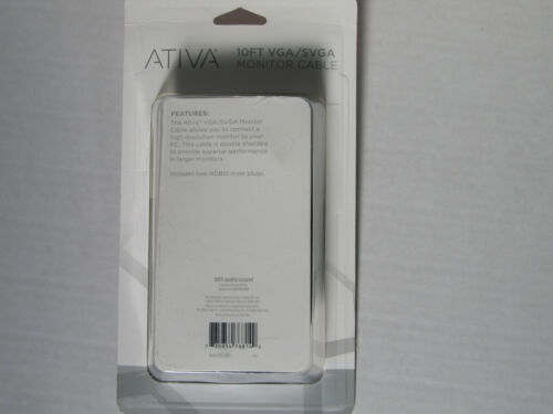 ativa VGA/SVGA monitor cable 10ft HDB15 male / HDB15 male - Picture 2 of 2