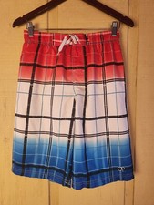 OP Ocean Pacific Boy's XL 14-16 Multicolor Plaid Board Shorts 36-19