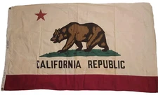 3x5 Embroidered Sewn California State TEA STAINED Cotton Flag 3'x5' Handmade
