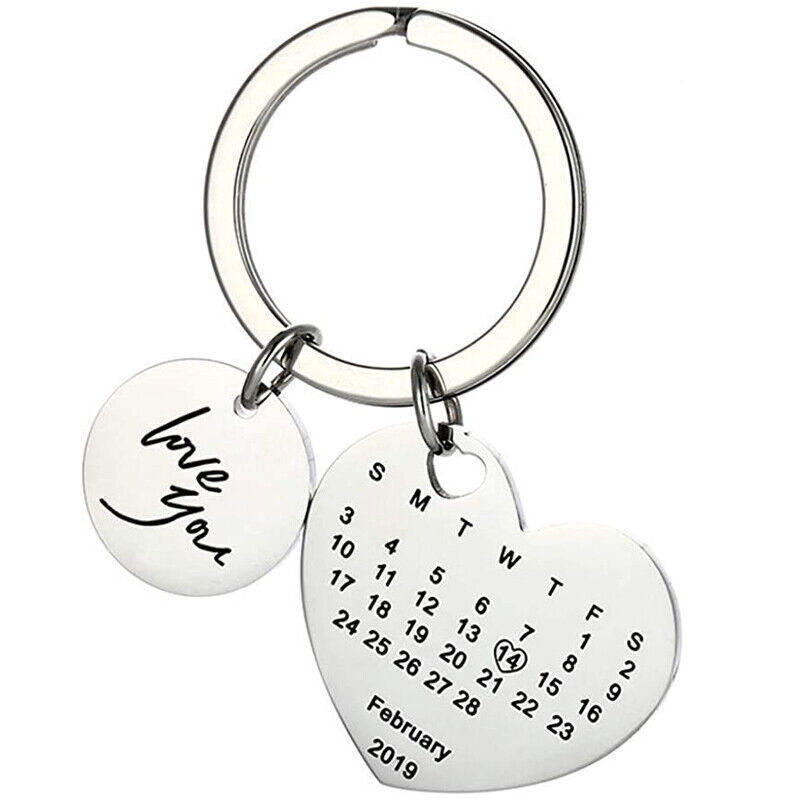 Calendar Keychains Personalised Wooden Calendar Date Anniversary - Main Image