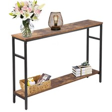 Narrow Console Table 47 Inch Sofa Table With Adjustable Shelf 2tier Long Skinny