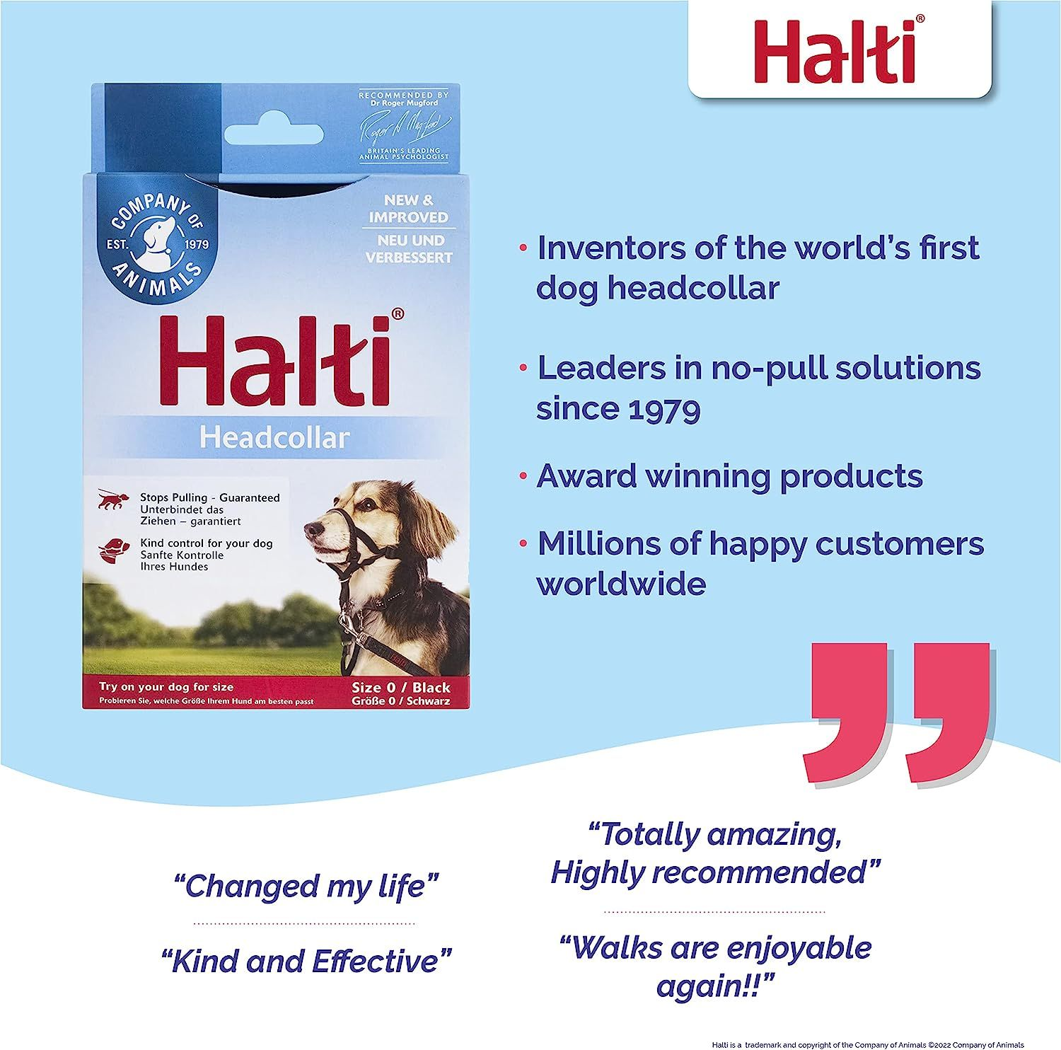 HALTI Headcollar Size 0 Black, Bestselling Dog Head Harness to Stop