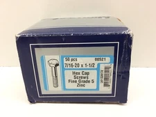Midwest Fastener 00521 Hex Cap Screws Fine Grade 5 7/16"-20 x 1 1/2" 50 Pack