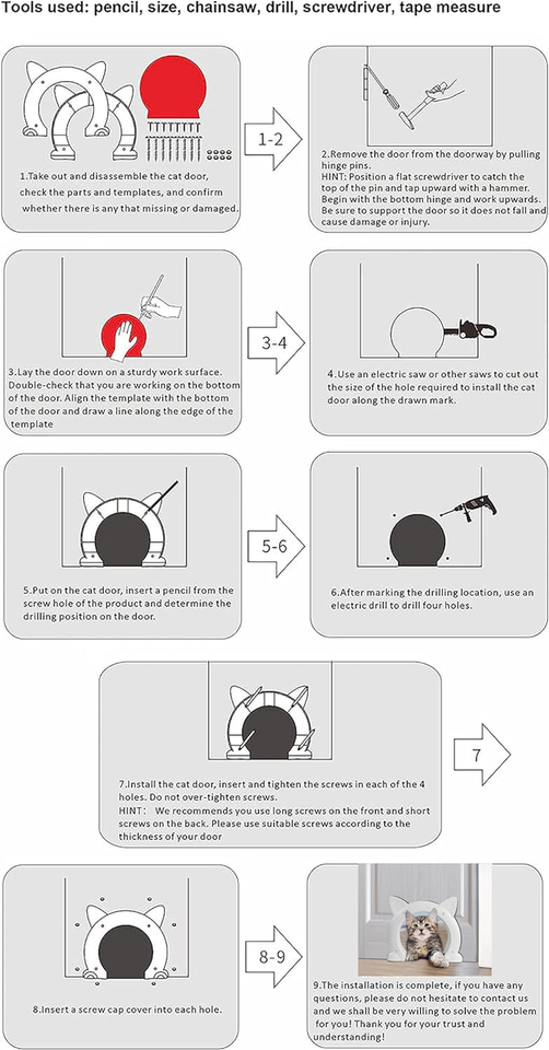 Cat Door Interior Door NoFlap Cat Door for Interior Door, Cat Door