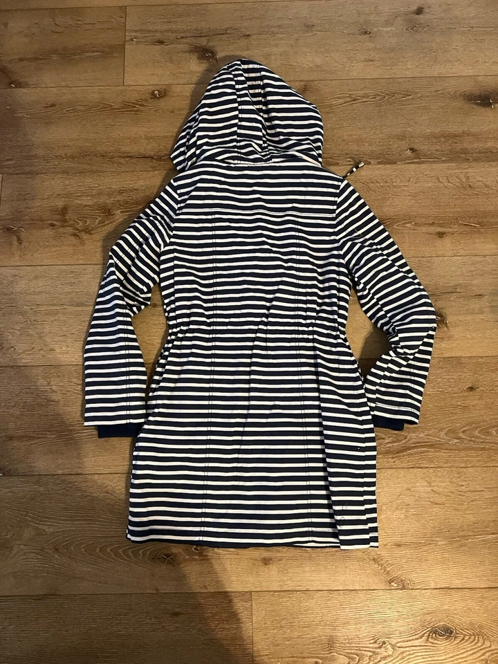 Chaqueta Parka Oasis Moda Mujer Azul Rayas con Capucha Cremallera Completa Talla XS Foto 2 de 3