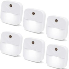 6 Pack Night Light Plug in,White LED Nightlights with Smart Dusk to Dawn Sensor,