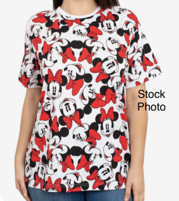 new PLUS SIZE 5X - Disney MINNIE  MOUSE T-SHIRT - black & red on white - nwot