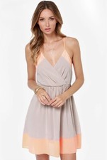 Lulus Dress Women XS Peach Spaghetti Tie Sundress Summer Raise The Stakes Dress