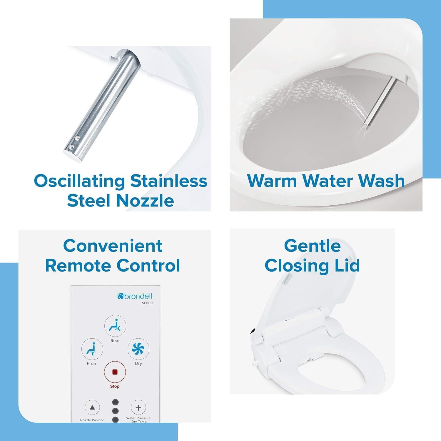 Brondell Bidet CL950 Elongated Bidet Toilet Seat WHITE 819911012497