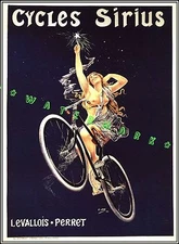 Cycles Sirius 1898 French Bicycle Advertising Vintage Poster Print Nude On Cycle