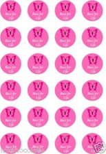24x PRECUT RACE FOR LIFE/CANCER/PINK BUTTERFLY RICE/WAFER PAPER CUP CAKE TOPPERS