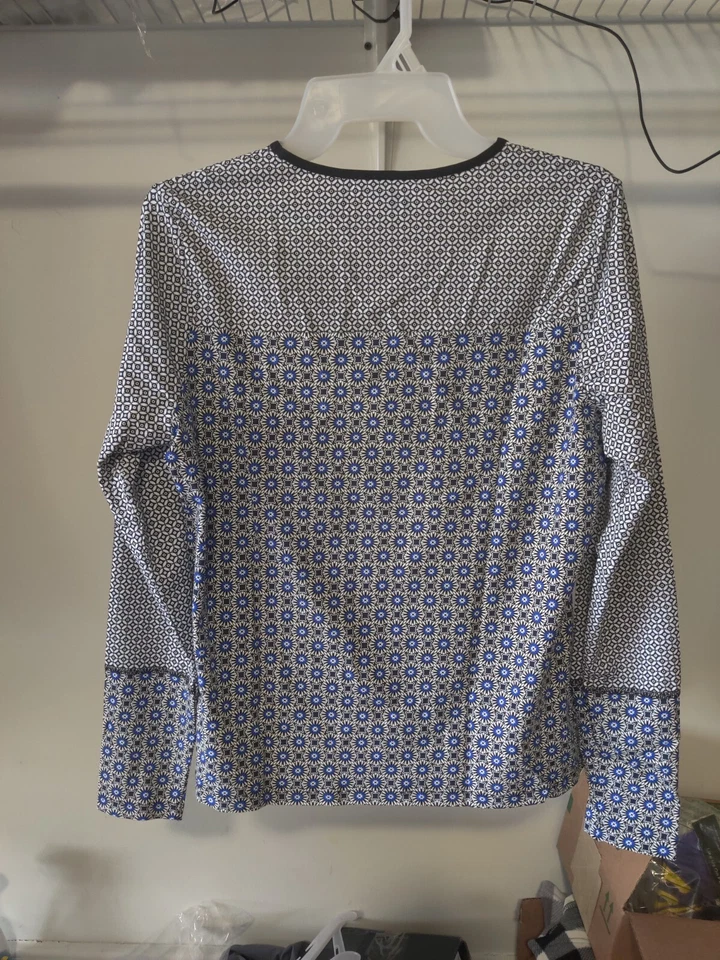 NWT Lands' End Women Long Sleeve UPF50 Rash Guard Black Navy Size XS-L $60 4C684 - Image 2 of 2