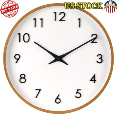 Modern Indoor Wall Clock 20 Inch Wood Finish Raised Numerals Easy Hang Art Piece