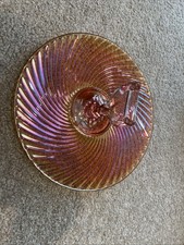 Vtg 1920's IMPERIAL Iridescent Stretch Glass Handled Server Tidbit Sandwich Tray