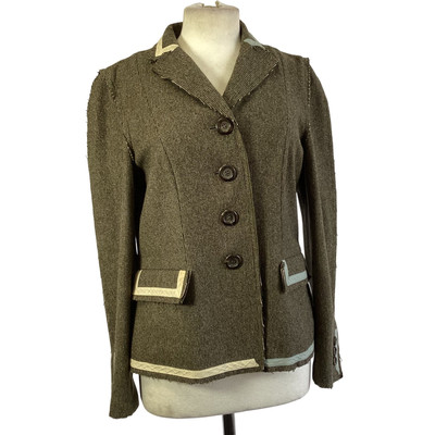 Moschino Cheap And Chic Women's Blazer Green Textured Long Sleeve Size 10