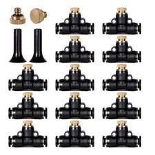 12 Pack Brass Misting Nozzles with 12 Tees  Plugs for Outdoor Cooling Syst